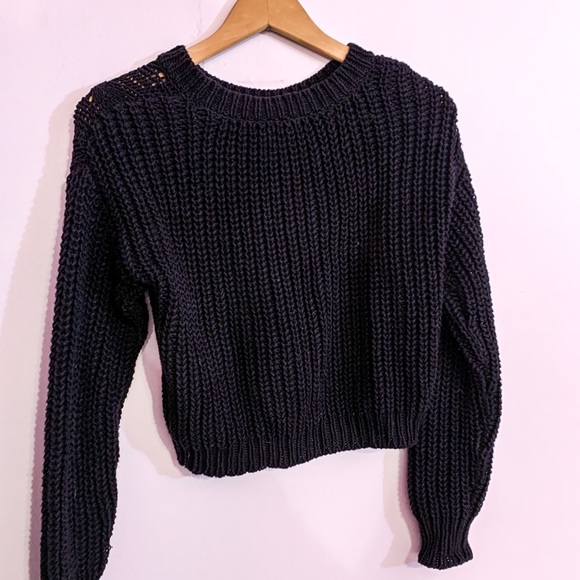 Black Cropped Knit Sweater- Small - Garage - Picture 4 of 6
